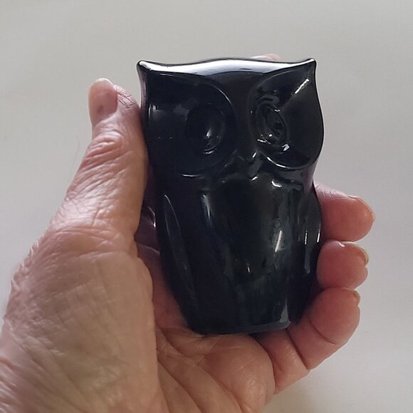 🦉Black Onyx 𝐎𝐖𝐋 Wisdom Knowledge Spirit Animal Totem Crystal - 3" Tall - Picture 7 of 11